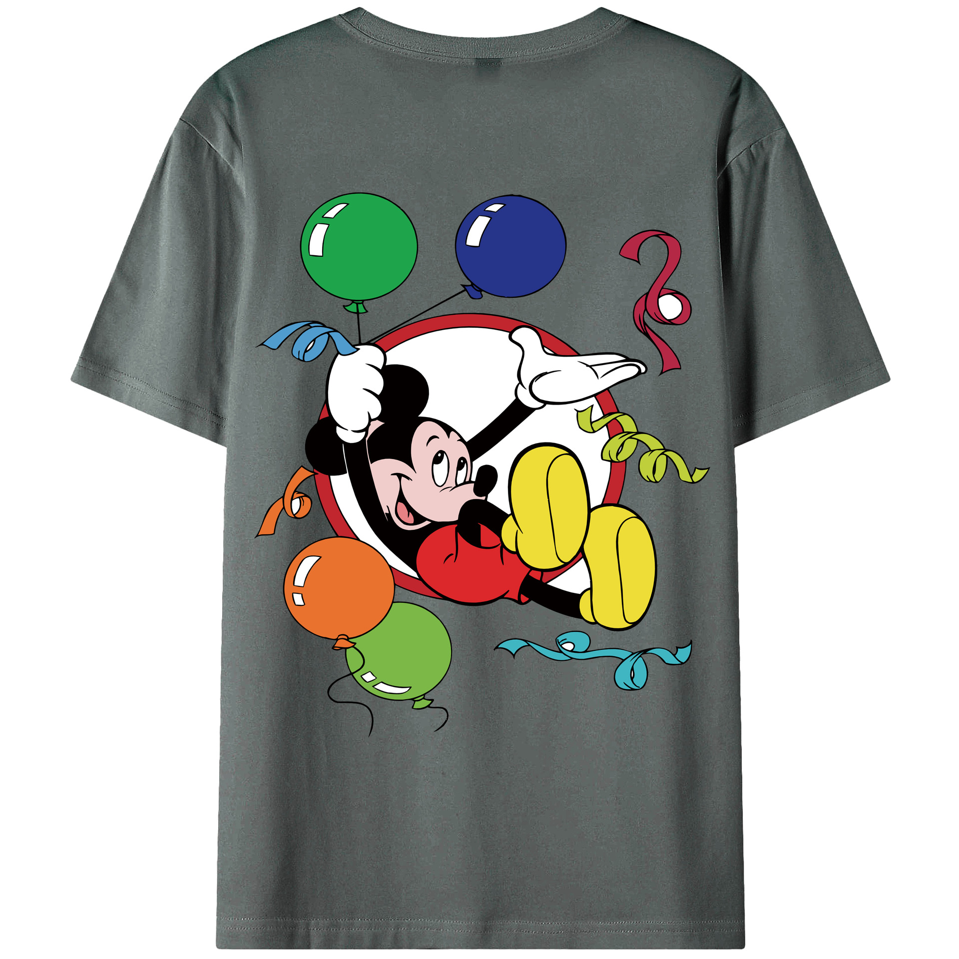 ミッキーマウス Mickey Mouse 綿100％ メンズ半袖Tシャツ（バックプリント） 通気性
